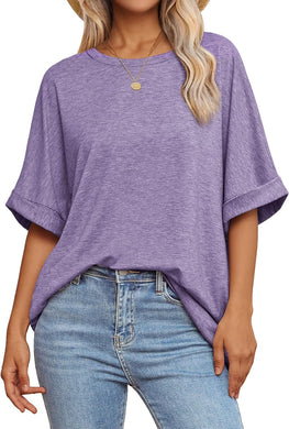 Soft Casual Purple Short Sleeve Top
