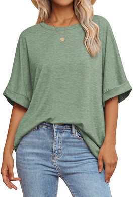 Soft Casual Sage Green Short Sleeve Top