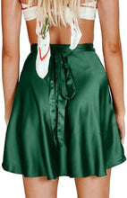 Load image into Gallery viewer, Luxury Satin Silk Wrap Hunter Green Mini Skirt