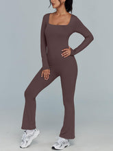 Load image into Gallery viewer, Chic Black Square Neck Long Sleeve Knit Jumpsuit