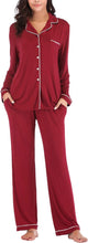 Load image into Gallery viewer, Winter Soft Button Down Red Long Sleeve Pajamas Top &amp; Pants Set