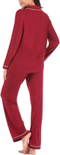 Load image into Gallery viewer, Winter Soft Button Down Black Long Sleeve Pajamas Top &amp; Pants Set