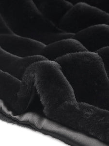 Plus Size Black Cropped Long Sleeve Faux Fur Coat