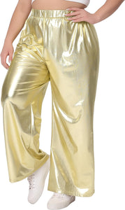 Plus Size Gold Metallic Stretchy Jogger Pants