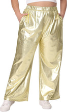 Load image into Gallery viewer, Plus Size Gold Metallic Stretchy Jogger Pants