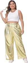 Load image into Gallery viewer, Plus Size Gold Metallic Stretchy Jogger Pants