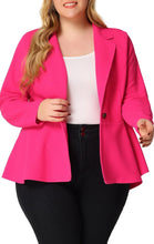 Load image into Gallery viewer, Plus Size Yellow One Buttion Lapel High Low Ruffle Peplum Blazer