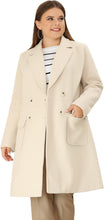 Load image into Gallery viewer, Plus Size Modern Beige Double Breasted Long Sleeve Trench Coat