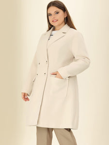 Plus Size Modern Grey Double Breasted Long Sleeve Trench Coat