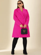 Load image into Gallery viewer, Plus Size Modern Fuchia Pink Double Breasted Long Sleeve Trench Coat (Copy)
