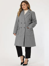Load image into Gallery viewer, Plus Size Modern Grey Double Breasted Long Sleeve Trench Coat