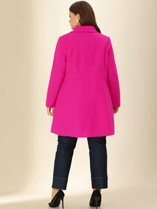 Plus Size Modern Fuchia Pink Double Breasted Long Sleeve Trench Coat (Copy)