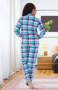 Holiday Purple Fleece Printed Long Sleeve Pajamas Top & Pants Set