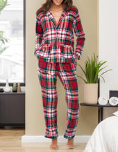 Load image into Gallery viewer, Holiday Red Fleece Printed Long Sleeve Pajamas Top &amp; Pants Set