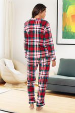 Load image into Gallery viewer, Holiday Red Fleece Printed Long Sleeve Pajamas Top &amp; Pants Set