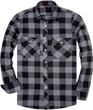 Load image into Gallery viewer, Men&#39;s Plaid Flannel Green/Grey Long Sleeve Button Down Casual Shirt