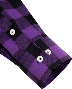 Men's Plaid Flannel Purple Button Down Long Sleeve Shirt
