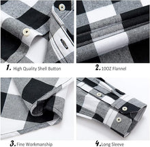 Load image into Gallery viewer, Men&#39;s Plaid Flannel Green/Grey Long Sleeve Button Down Casual Shirt