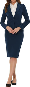Women's Professional Black Long Sleeve Blazer & Skirt Suit Set