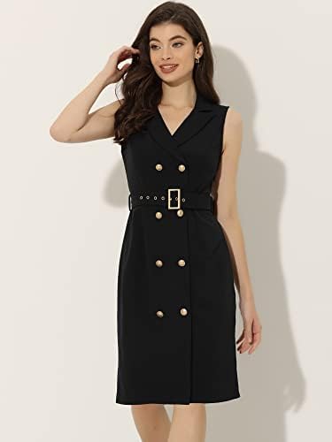 Margina Black Belted Sleeveless Blazer Dress