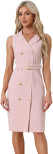 Load image into Gallery viewer, Margina Pink Belted Sleeveless Blazer Dress