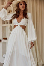 Load image into Gallery viewer, Barcelona White Long Sleeve Cut Out Maxi Dress