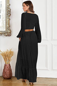 Barcelona Black Long Sleeve Cut Out Maxi Dress