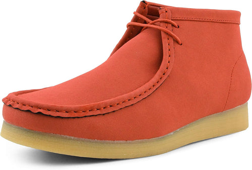 Men's Orange Lace Up High Top Suede Boots