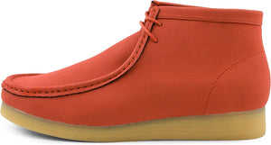 Men's Orange Lace Up High Top Suede Boots