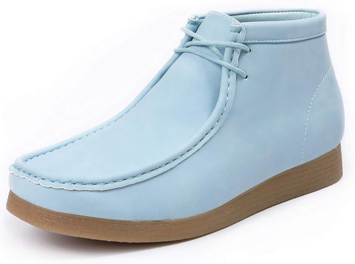 Men's Light Blue Lace Up High Top Suede Boots