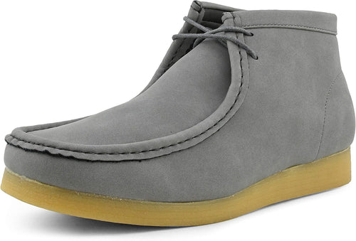 Men's Grey Lace Up High Top Suede Boots