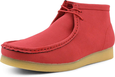 Men's Red Lace Up High Top Suede Boots