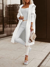Load image into Gallery viewer, Winter White Knit Hooded Long Sleeve Cardigan