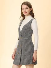 Load image into Gallery viewer, Georgetown Grey V Front Tweed Overalls Dress