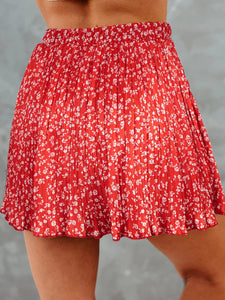 Summer Time Chic Pink Elastic Waist Pleated Mini Skirt