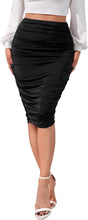 Load image into Gallery viewer, Lovely Black Ruched Pencil Skirt