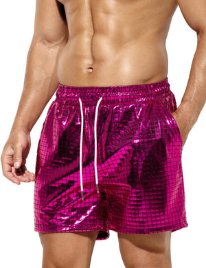 Pink Men's Metallic Drawstring Shorts