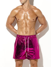 Load image into Gallery viewer, Pink Men&#39;s Metallic Drawstring Shorts