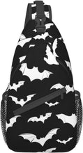 Load image into Gallery viewer, Men&#39;s Black Bat Print Crossbody Sling Backpack