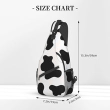 Load image into Gallery viewer, Black/White Cow Print Crossbody Sling Backpack