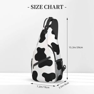 Black/White Cow Print Crossbody Sling Backpack