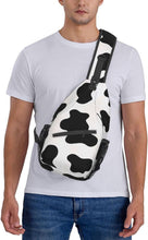 Load image into Gallery viewer, Black/White Cow Print Crossbody Sling Backpack