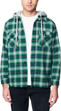 Load image into Gallery viewer, Men&#39;s Plaid Green Long Sleeve Hooded Jacket