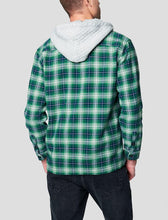 Load image into Gallery viewer, Men&#39;s Plaid Green Long Sleeve Hooded Jacket