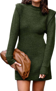 Fashion Chic Orange Long Sleeve Knit Sweater Dress