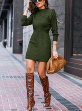 Load image into Gallery viewer, Fashion Chic Orange Long Sleeve Knit Sweater Dress
