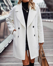 Load image into Gallery viewer, Fashionable White Sherpa Lapel Long Sleeve Trench Coat