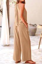 Load image into Gallery viewer, Sage Green Halter Linen Sleeveless Top &amp; Pants Set