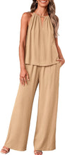 Load image into Gallery viewer, Sage Green Halter Linen Sleeveless Top &amp; Pants Set