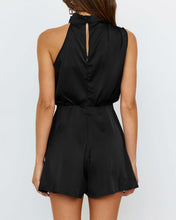 Load image into Gallery viewer, Soft Satin Draped Pink Two Tone Sleeveless Cocktail Romper